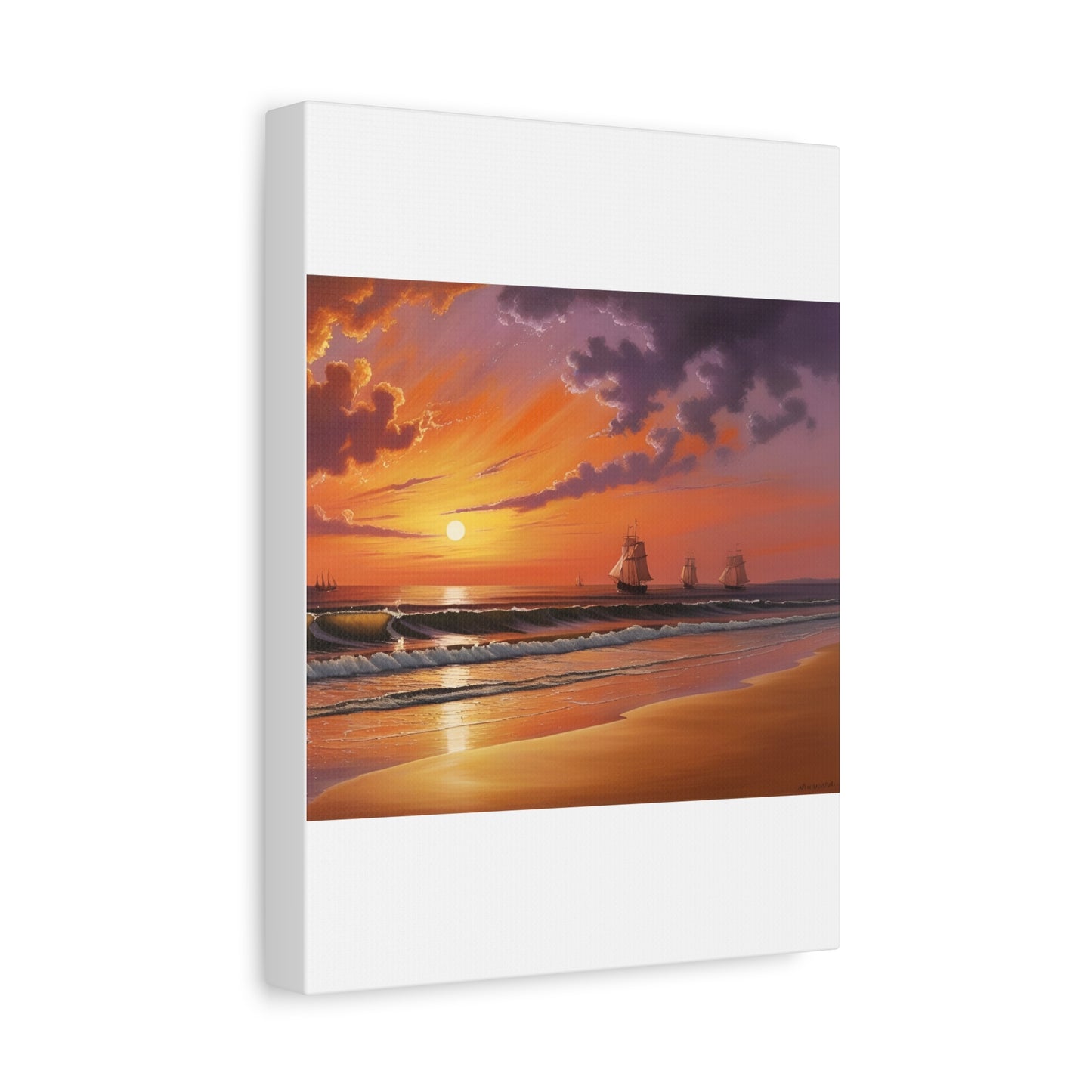 Canvas Art - Aivazovsky-style Sunset Over Golden Matte Stretched