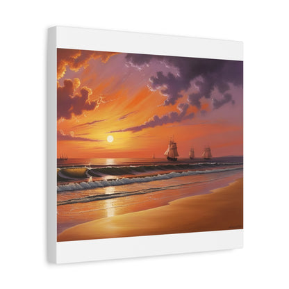 Canvas Art - Aivazovsky-style Sunset Over Golden Matte Stretched