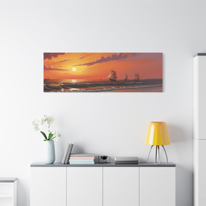 Canvas Art - Aivazovsky-style Sunset Over Golden Matte Stretched