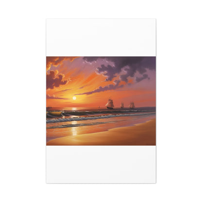 Canvas Art - Aivazovsky-style Sunset Over Golden Matte Stretched