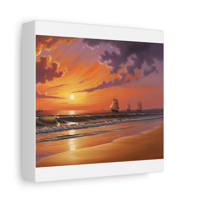 Canvas Art - Aivazovsky-style Sunset Over Golden Matte Stretched