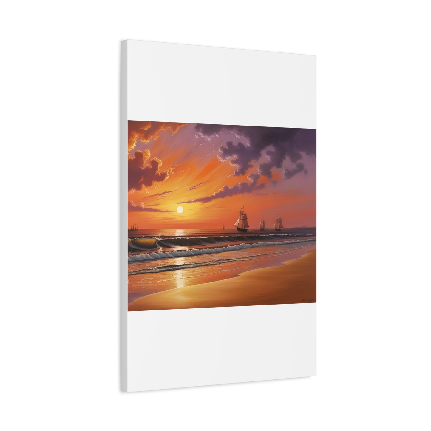 Canvas Art - Aivazovsky-style Sunset Over Golden Matte Stretched