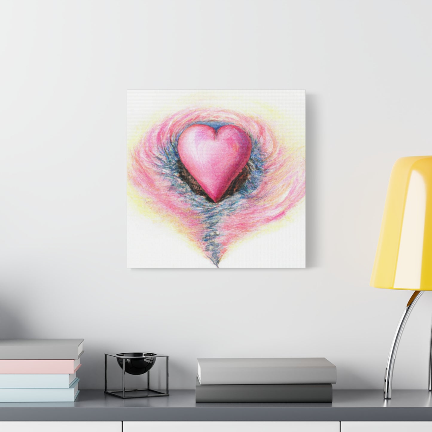 Pink Heart with Aura - Canvas Wall Art