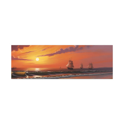 Canvas Art - Aivazovsky-style Sunset Over Golden Matte Stretched