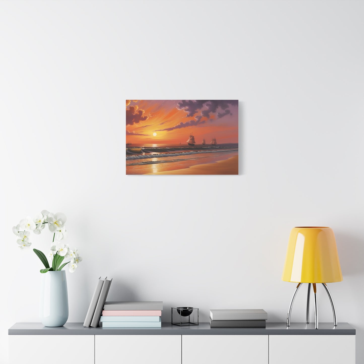 Canvas Art - Aivazovsky-style Sunset Over Golden Matte Stretched