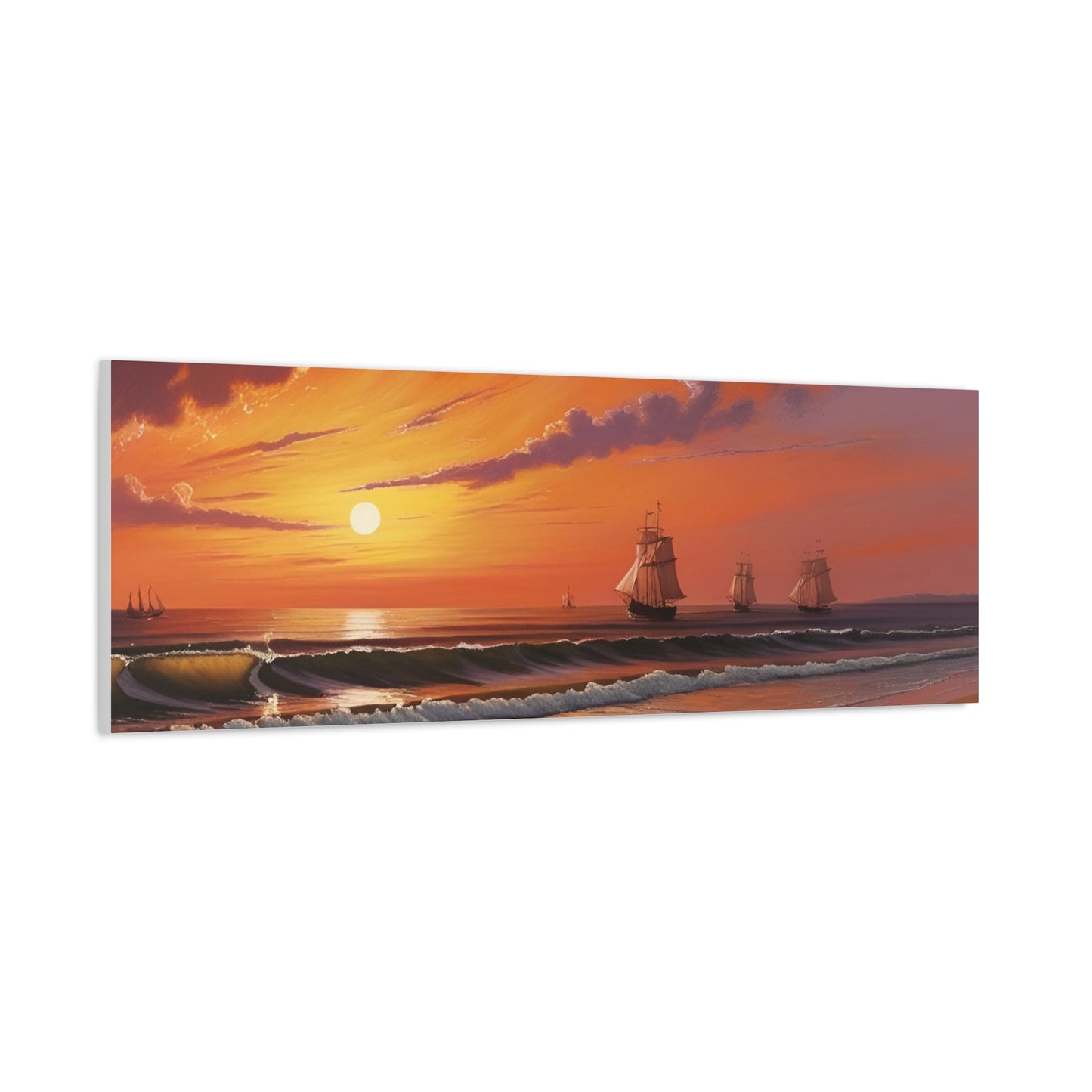 Canvas Art - Aivazovsky-style Sunset Over Golden Matte Stretched