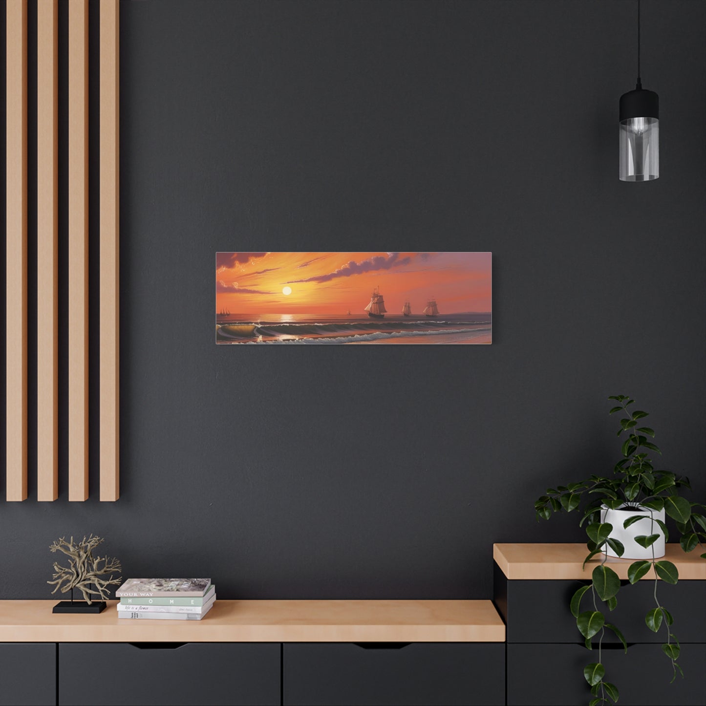 Canvas Art - Aivazovsky-style Sunset Over Golden Matte Stretched