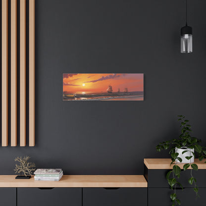 Canvas Art - Aivazovsky-style Sunset Over Golden Matte Stretched