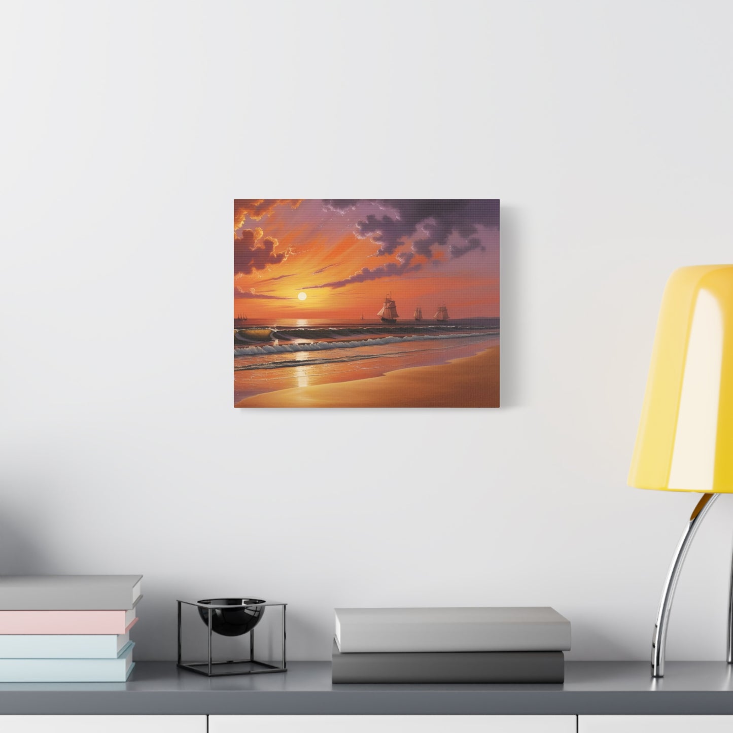 Canvas Art - Aivazovsky-style Sunset Over Golden Matte Stretched