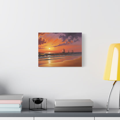 Canvas Art - Aivazovsky-style Sunset Over Golden Matte Stretched