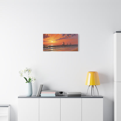 Canvas Art - Aivazovsky-style Sunset Over Golden Matte Stretched