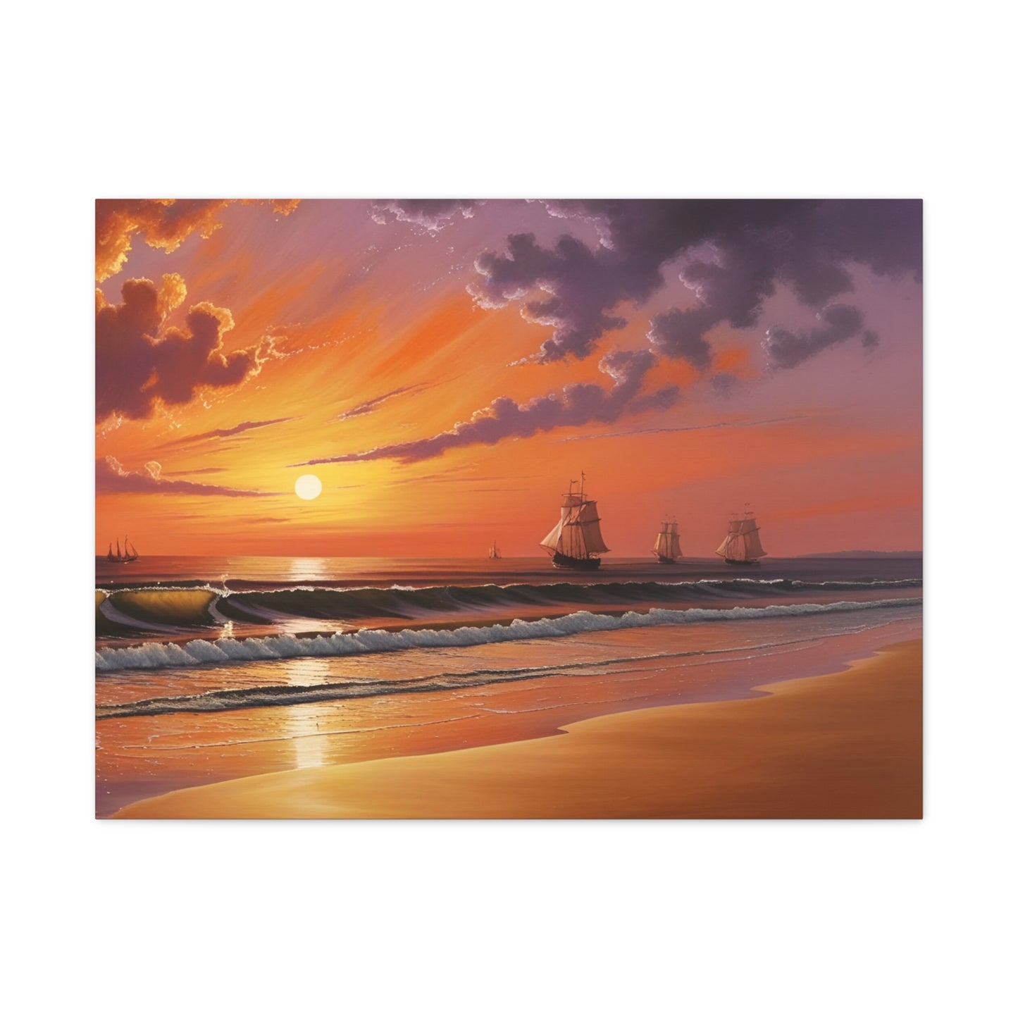 Canvas Art - Aivazovsky-style Sunset Over Golden Matte Stretched