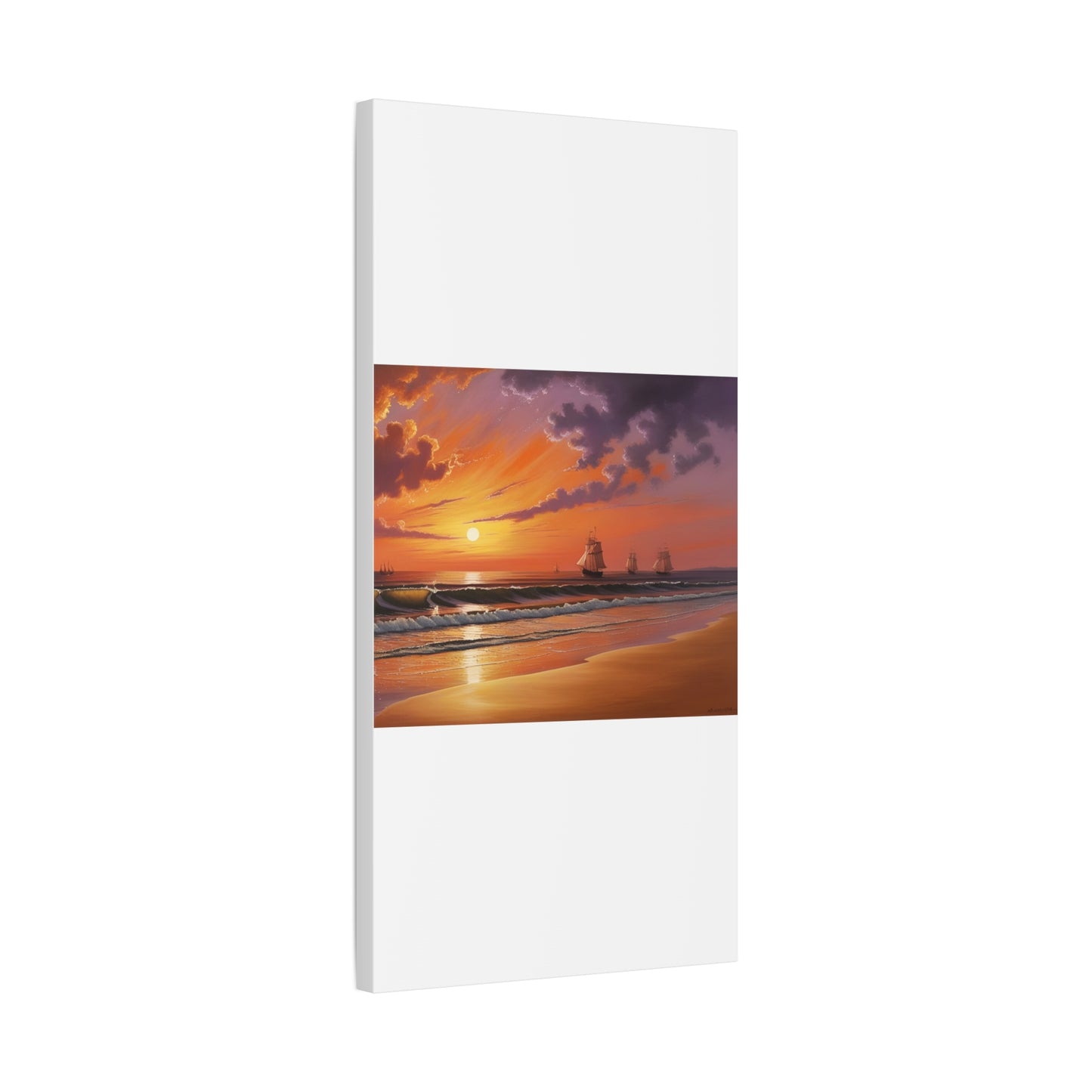 Canvas Art - Aivazovsky-style Sunset Over Golden Matte Stretched