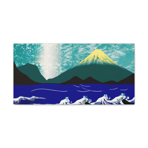 Sea with mountains Ukiyo-e Style - Canva print