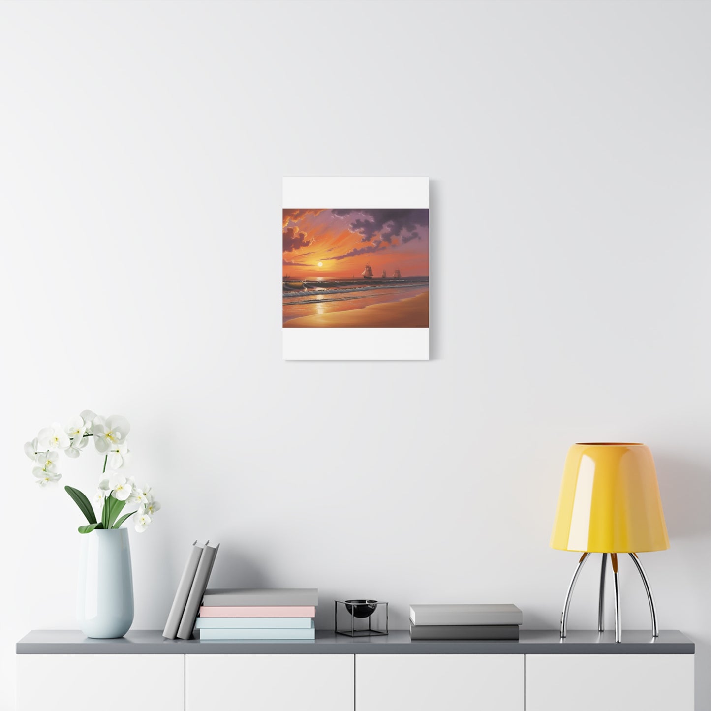 Canvas Art - Aivazovsky-style Sunset Over Golden Matte Stretched