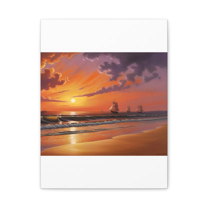 Canvas Art - Aivazovsky-style Sunset Over Golden Matte Stretched