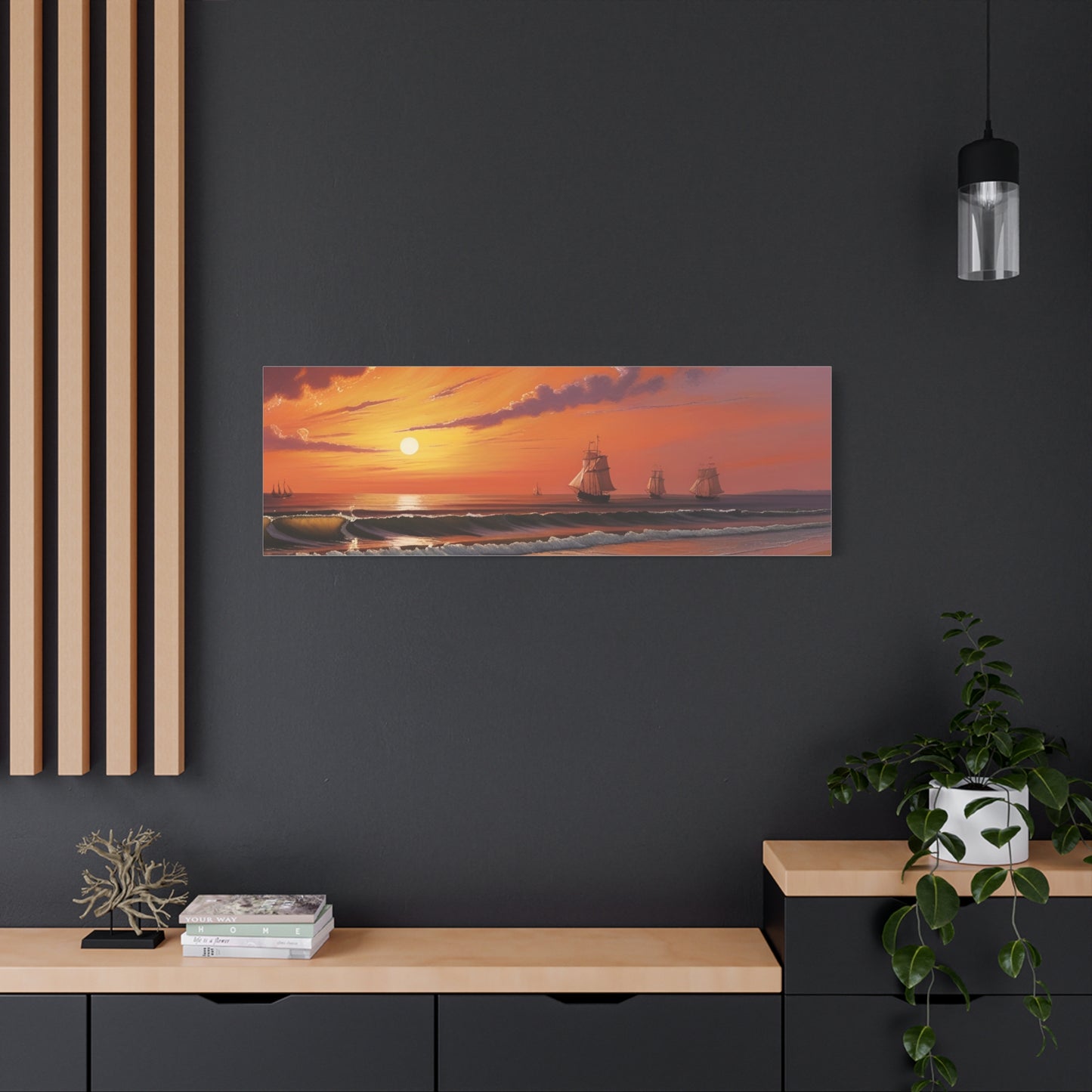 Canvas Art - Aivazovsky-style Sunset Over Golden Matte Stretched