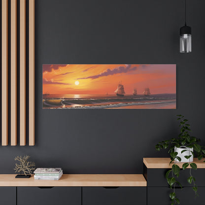 Canvas Art - Aivazovsky-style Sunset Over Golden Matte Stretched