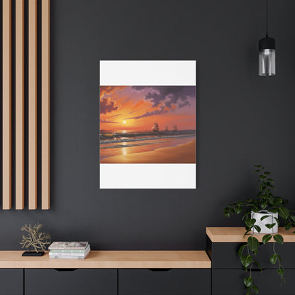 Canvas Art - Aivazovsky-style Sunset Over Golden Matte Stretched