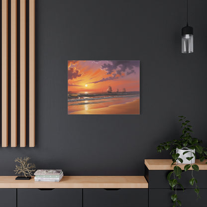 Canvas Art - Aivazovsky-style Sunset Over Golden Matte Stretched