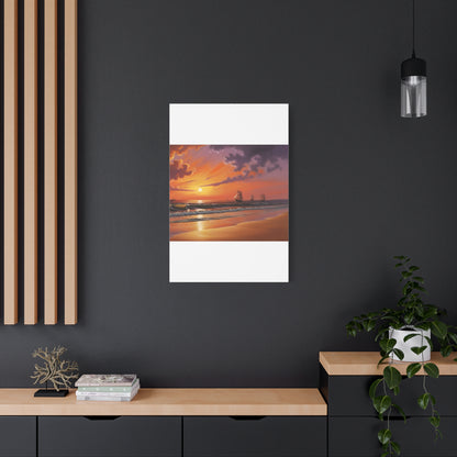 Canvas Art - Aivazovsky-style Sunset Over Golden Matte Stretched