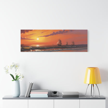 Canvas Art - Aivazovsky-style Sunset Over Golden Matte Stretched