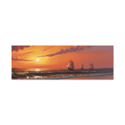 Canvas Art - Aivazovsky-style Sunset Over Golden Matte Stretched