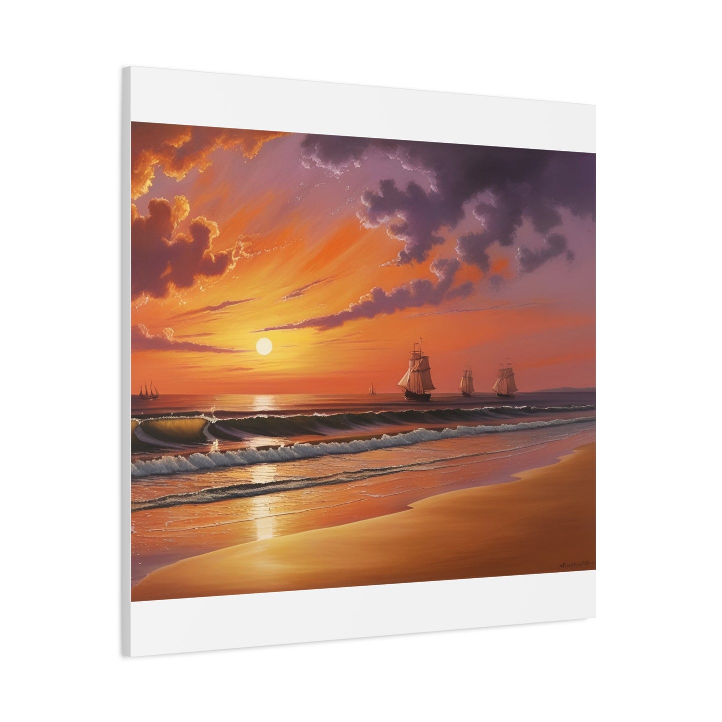 Canvas Art - Aivazovsky-style Sunset Over Golden Matte Stretched