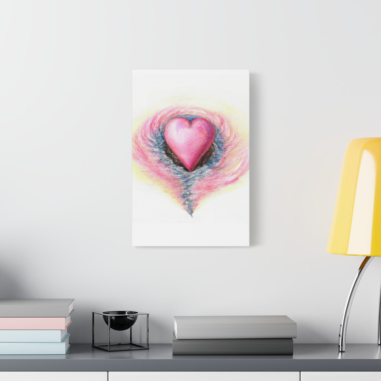 Pink Heart with Aura - Canvas Wall Art