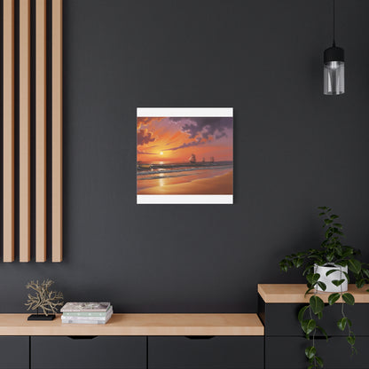 Canvas Art - Aivazovsky-style Sunset Over Golden Matte Stretched