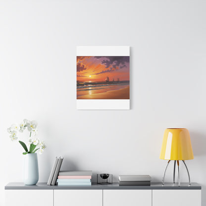 Canvas Art - Aivazovsky-style Sunset Over Golden Matte Stretched