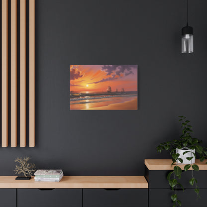 Canvas Art - Aivazovsky-style Sunset Over Golden Matte Stretched