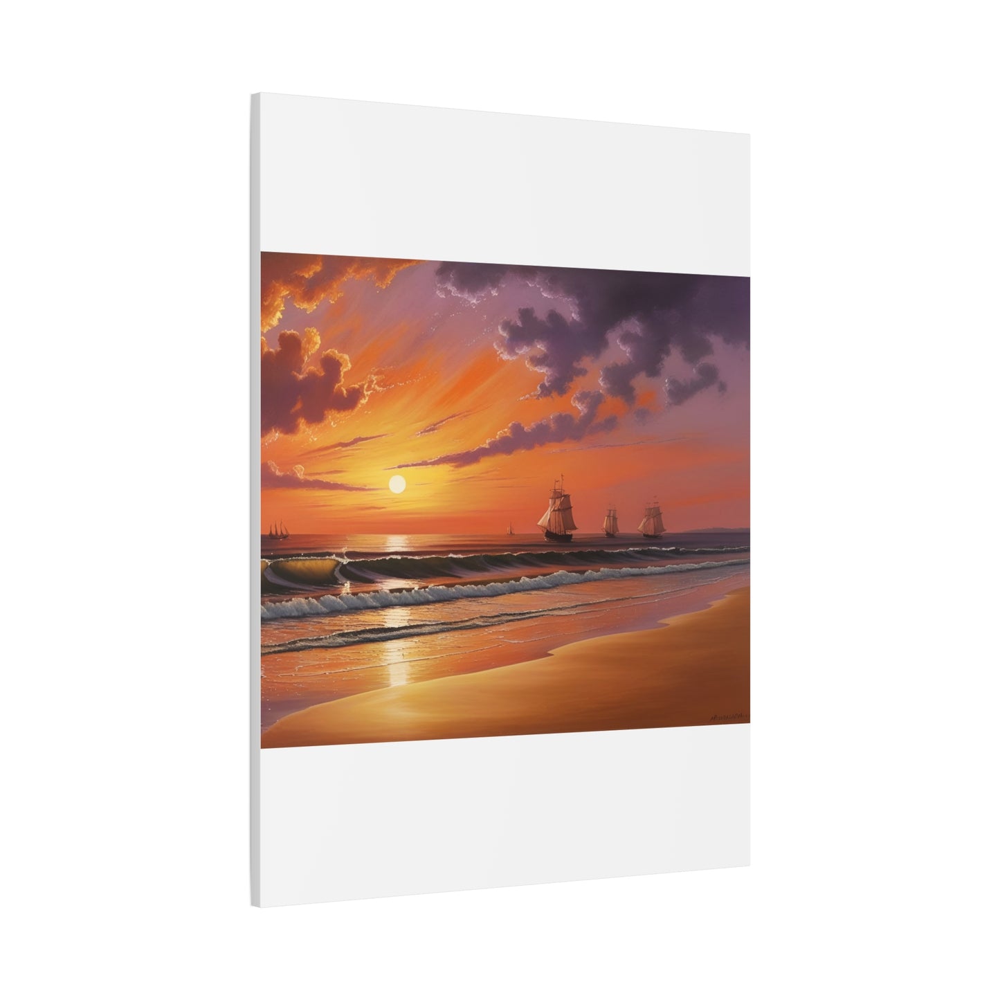 Canvas Art - Aivazovsky-style Sunset Over Golden Matte Stretched