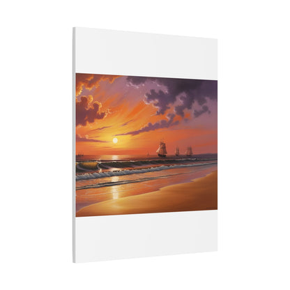 Canvas Art - Aivazovsky-style Sunset Over Golden Matte Stretched