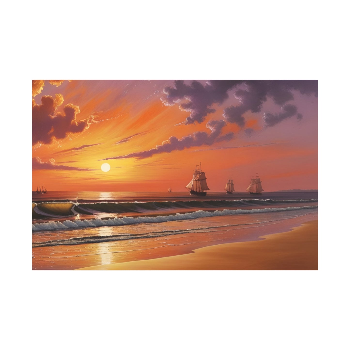 Canvas Art - Aivazovsky-style Sunset Over Golden Matte Stretched