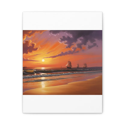 Canvas Art - Aivazovsky-style Sunset Over Golden Matte Stretched