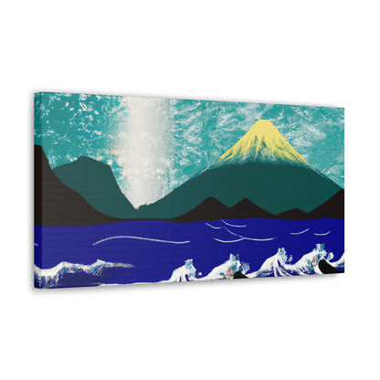 Sea with mountains Ukiyo-e Style - Canva print