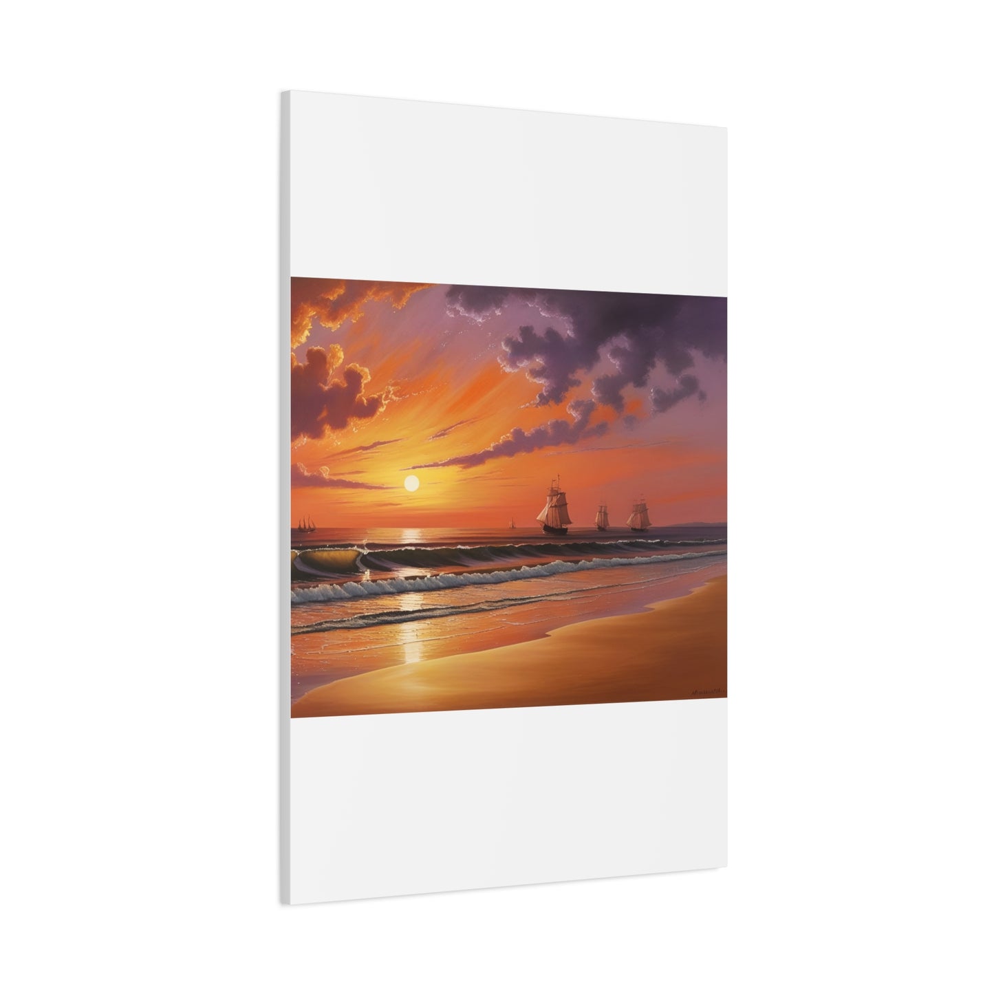 Canvas Art - Aivazovsky-style Sunset Over Golden Matte Stretched