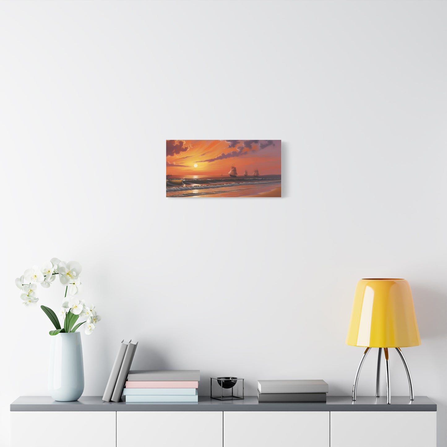 Canvas Art - Aivazovsky-style Sunset Over Golden Matte Stretched