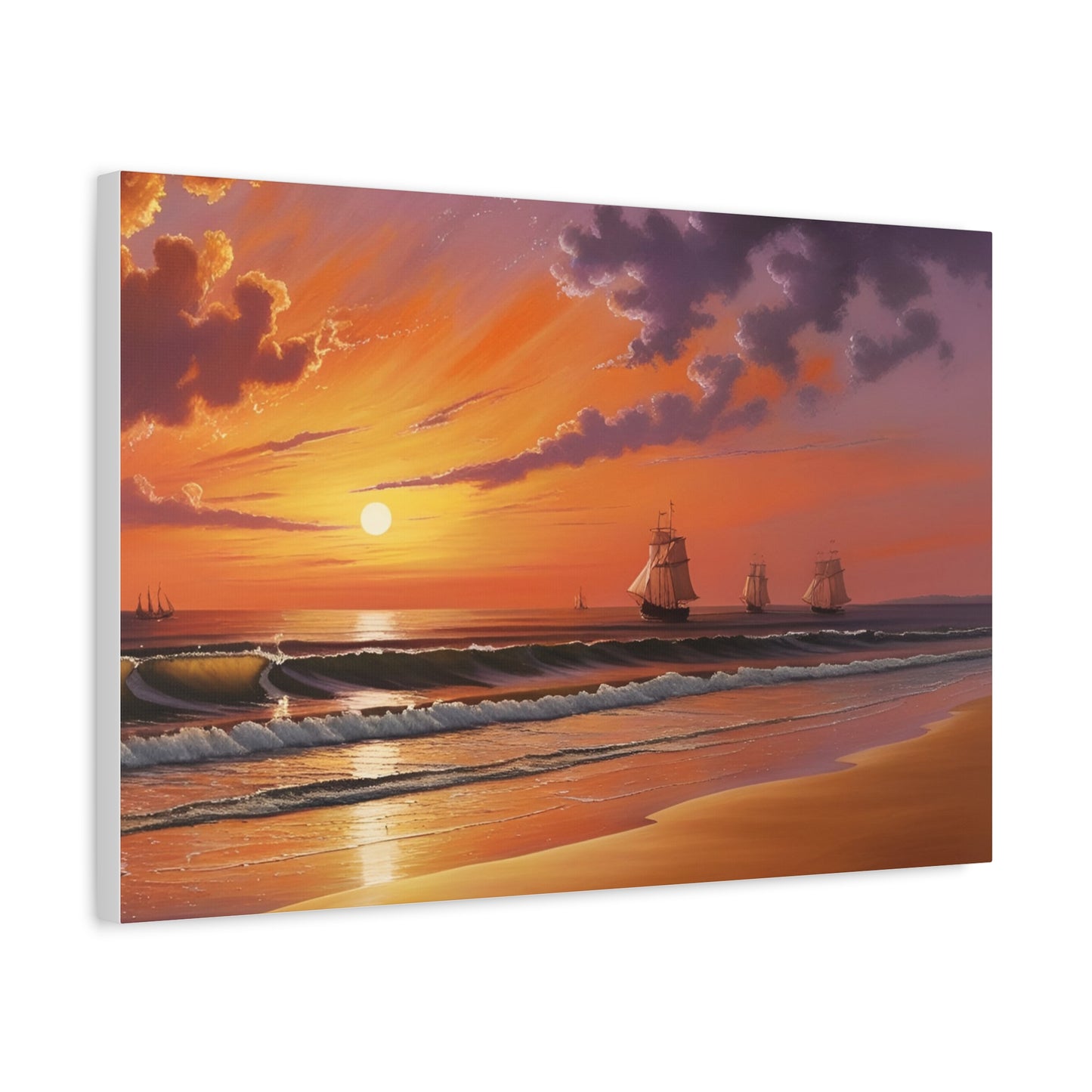 Canvas Art - Aivazovsky-style Sunset Over Golden Matte Stretched