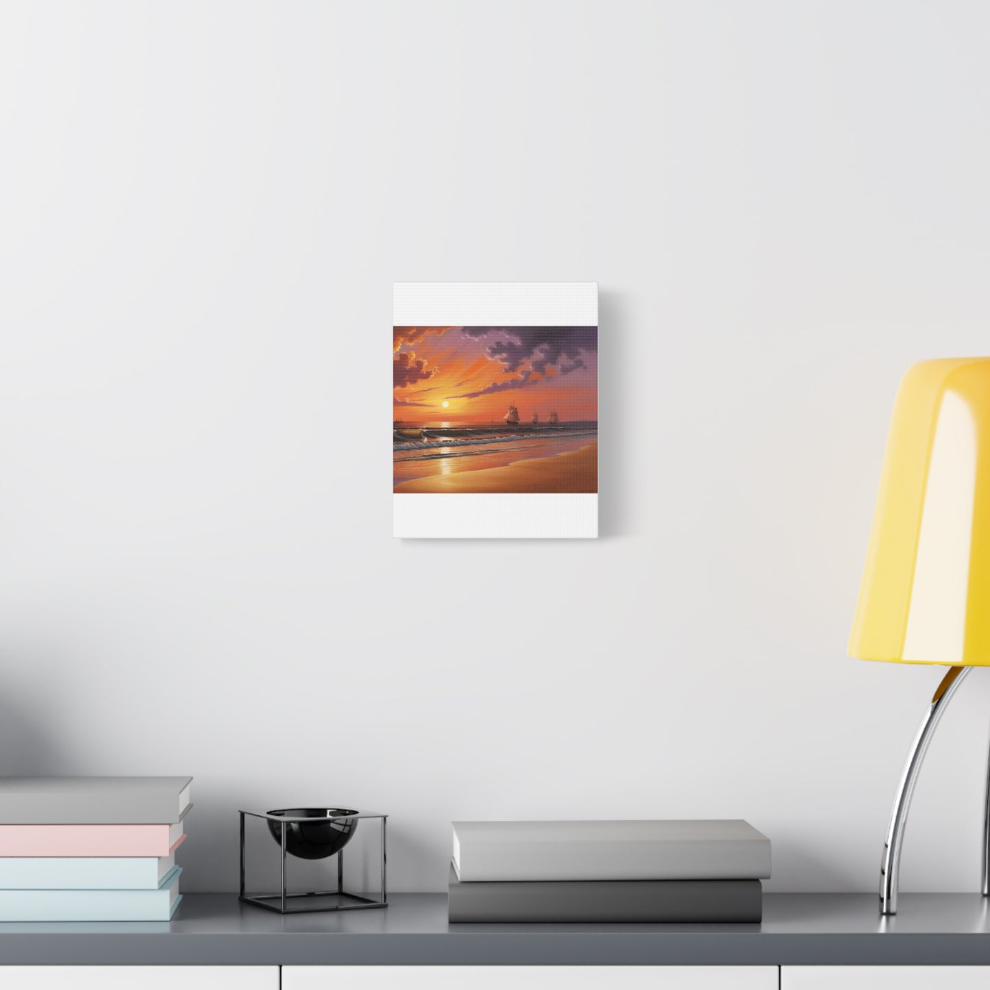 Canvas Art - Aivazovsky-style Sunset Over Golden Matte Stretched