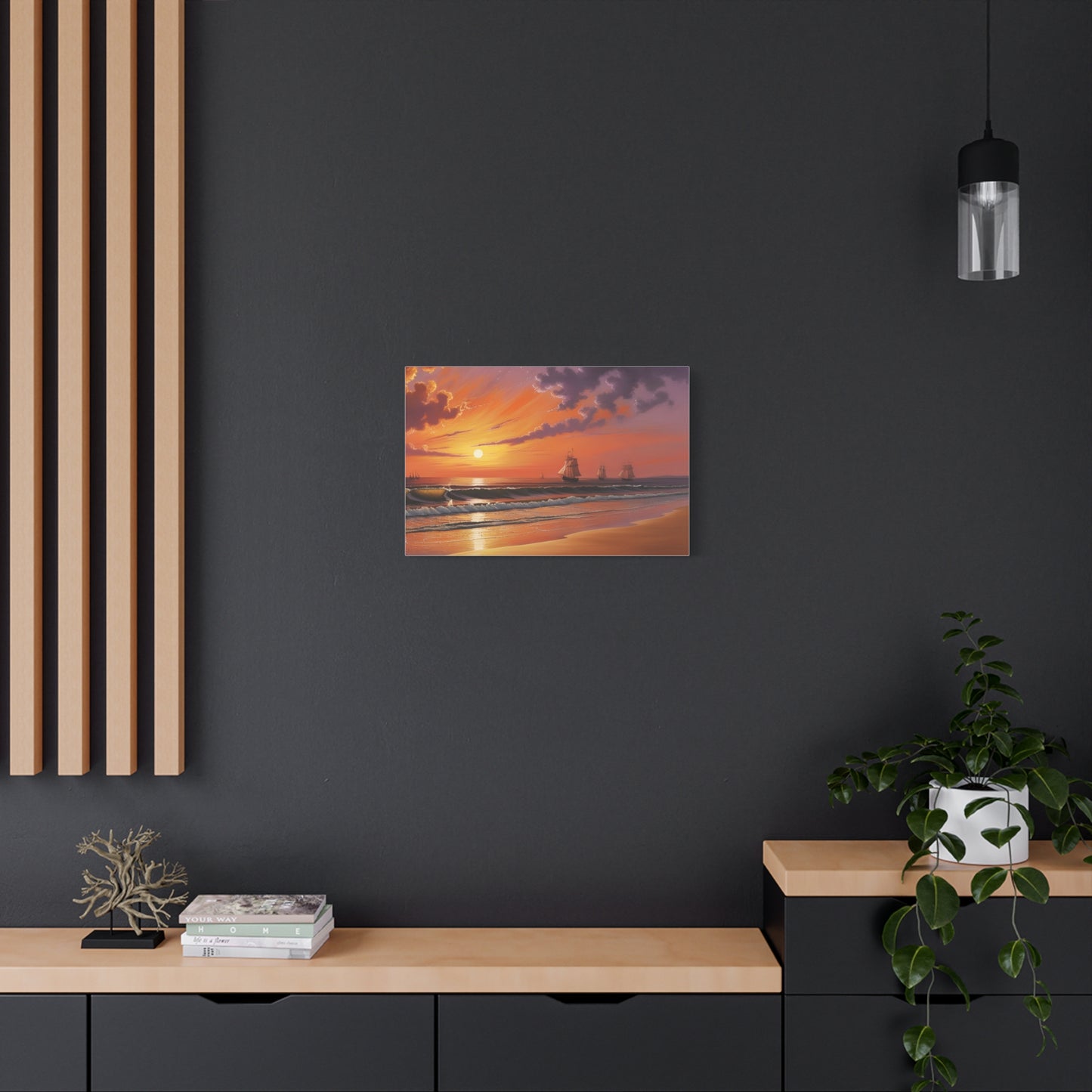 Canvas Art - Aivazovsky-style Sunset Over Golden Matte Stretched