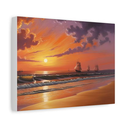 Canvas Art - Aivazovsky-style Sunset Over Golden Matte Stretched