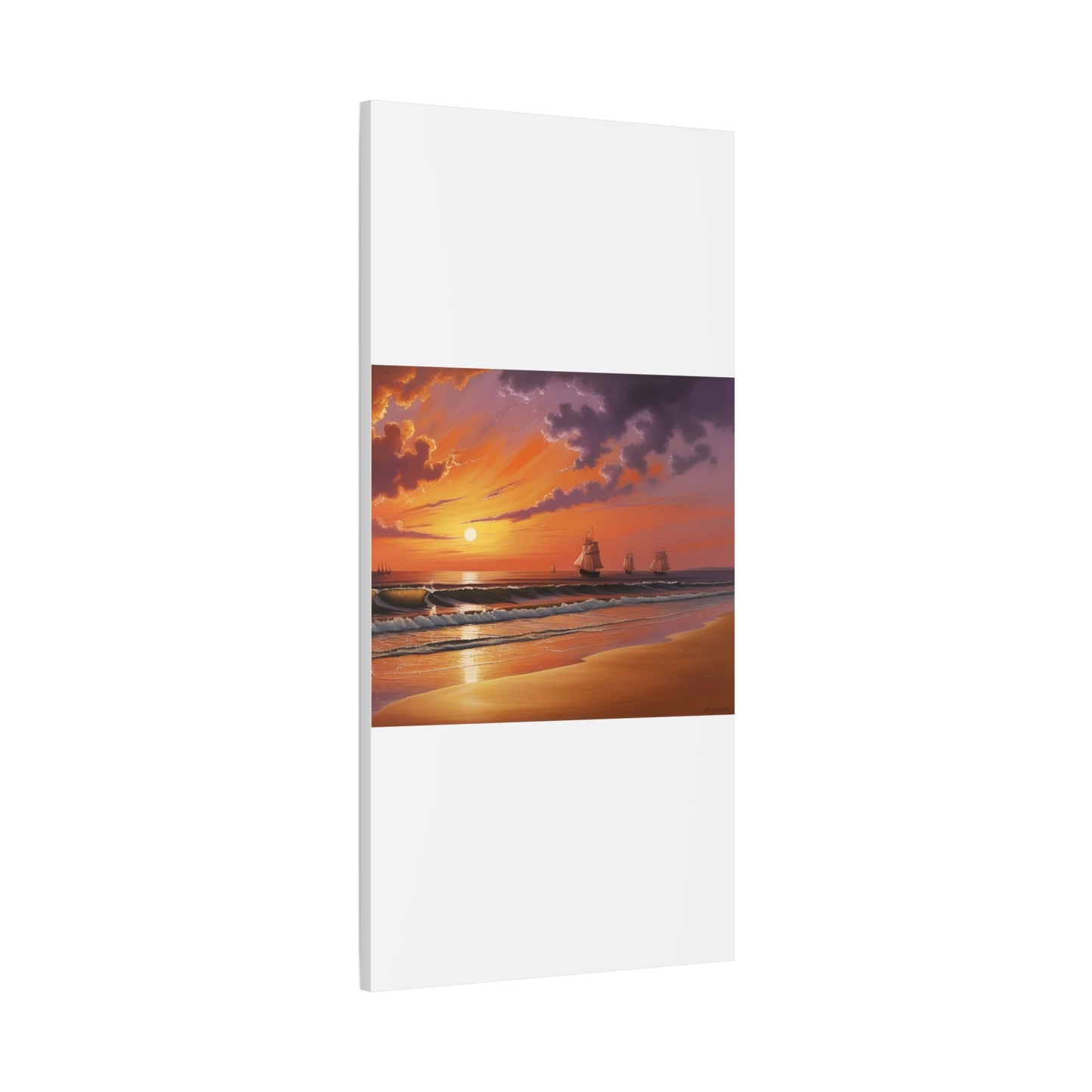 Canvas Art - Aivazovsky-style Sunset Over Golden Matte Stretched