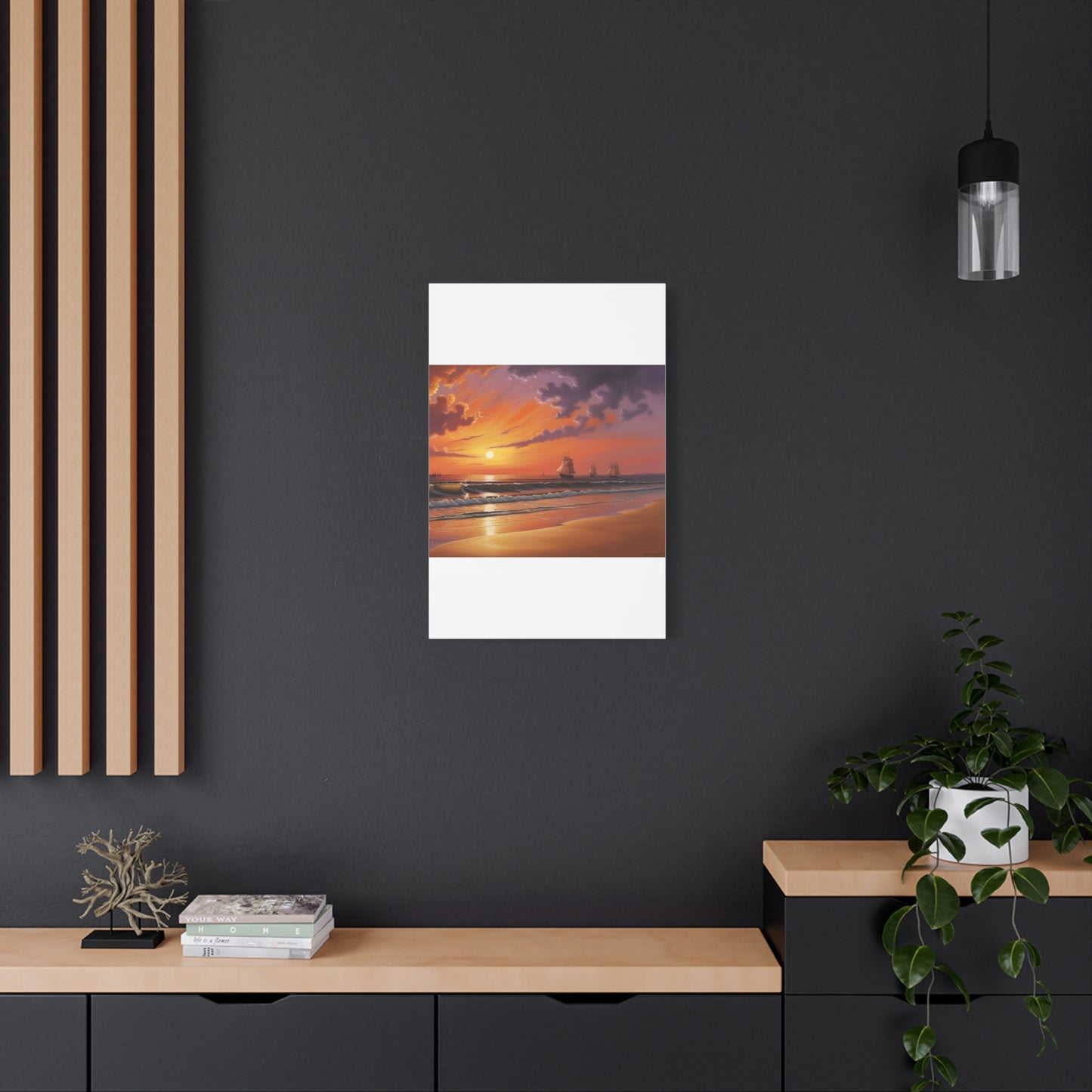 Canvas Art - Aivazovsky-style Sunset Over Golden Matte Stretched