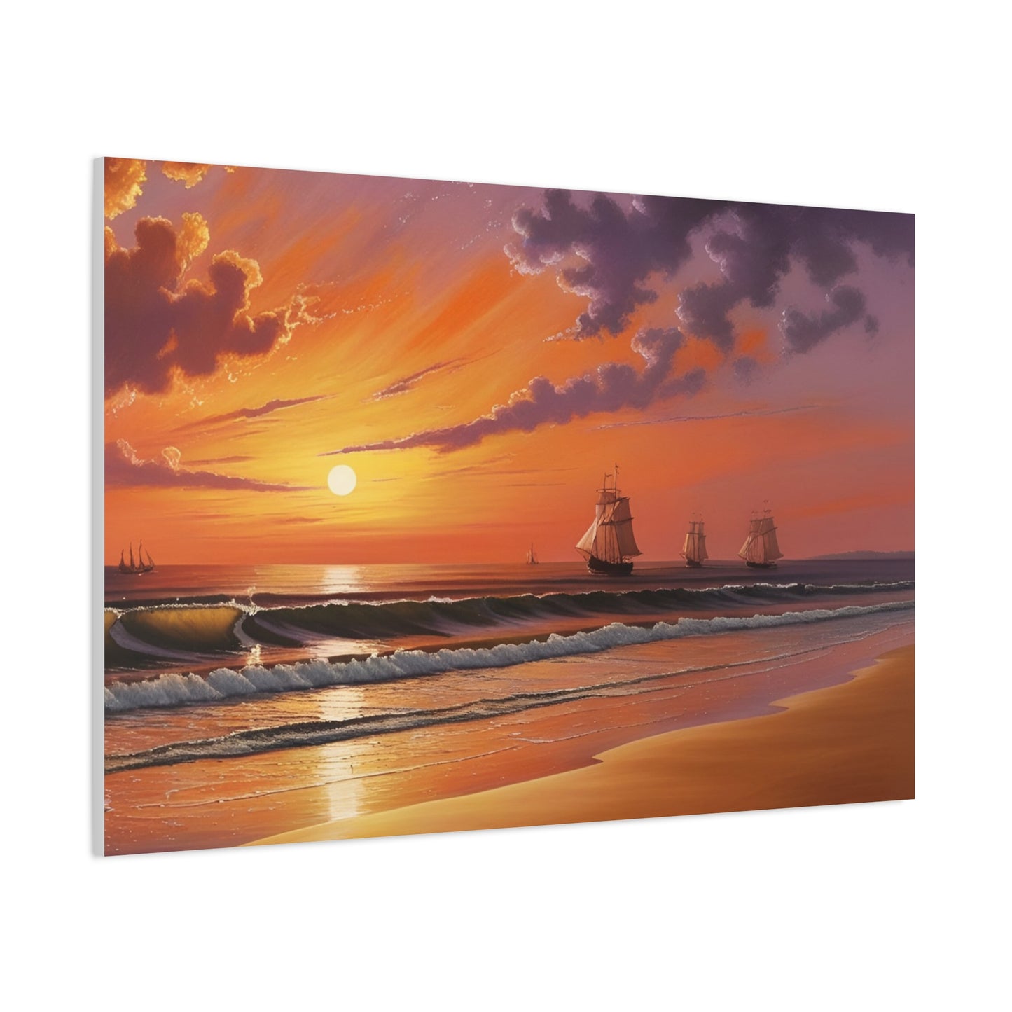 Canvas Art - Aivazovsky-style Sunset Over Golden Matte Stretched