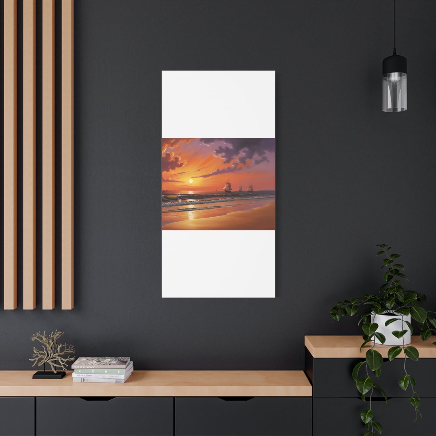 Canvas Art - Aivazovsky-style Sunset Over Golden Matte Stretched