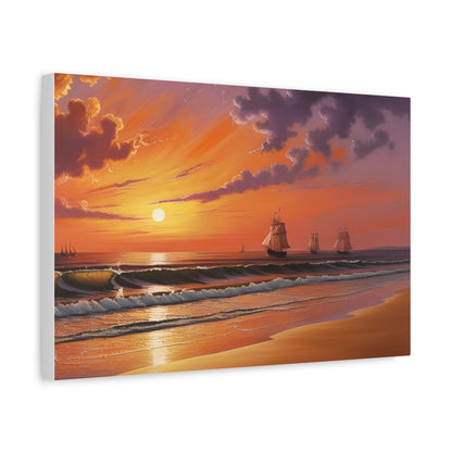 Canvas Art - Aivazovsky-style Sunset Over Golden Matte Stretched