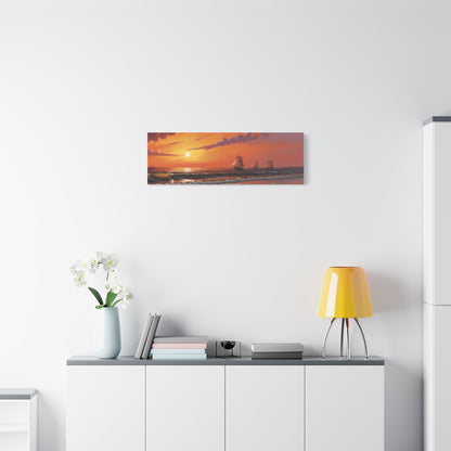 Canvas Art - Aivazovsky-style Sunset Over Golden Matte Stretched