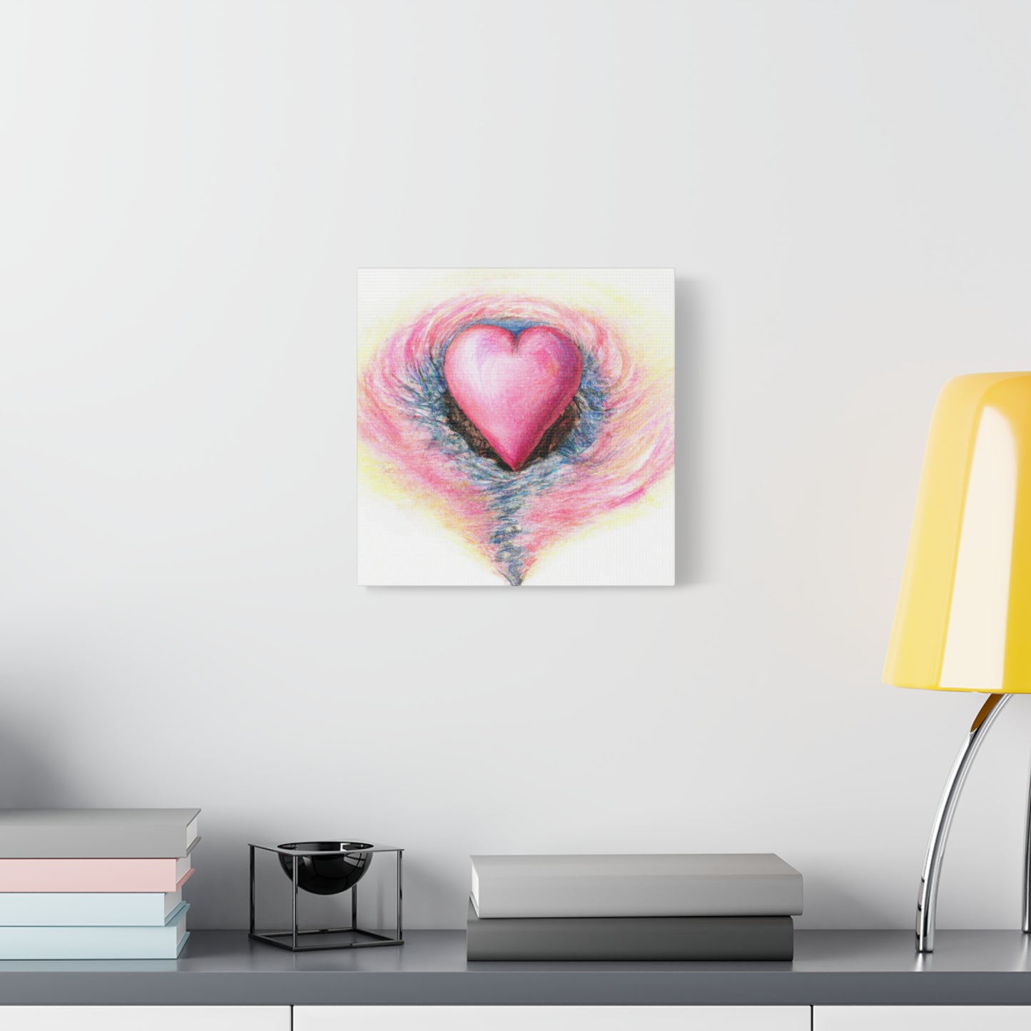 Pink Heart with Aura - Canvas Wall Art